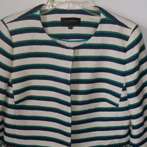 Talbots Navy and Teal Striped Blazer